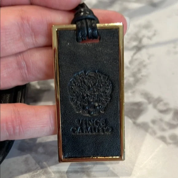 Vince Camuto Black and Gold Crossbody Bag with V-Shaped Zipper Design - Picture 2 of 6